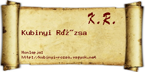 Kubinyi Rózsa névjegykártya