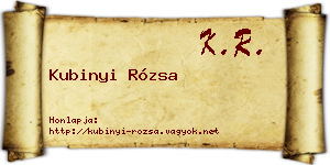 Kubinyi Rózsa névjegykártya